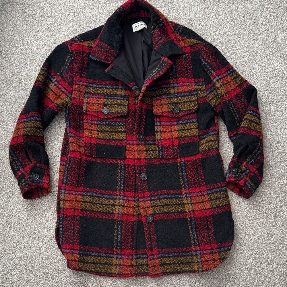 For The Republic Red and Black Plaid Jacket